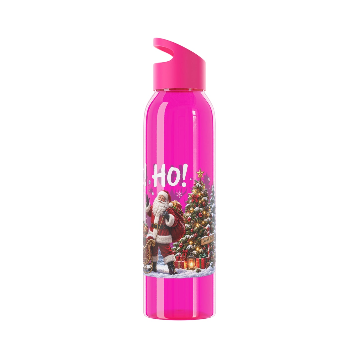 Ho Ho Ho Santa Christmas Water Bottle – Festive Sleigh Design