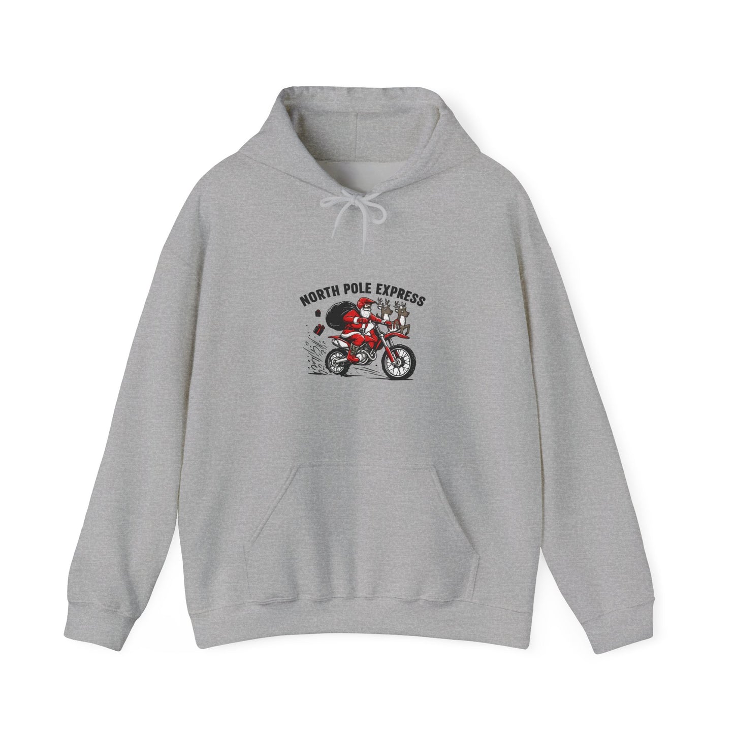 North Pole Express Motocross Christmas Hoodie   Santa Dirt Bike