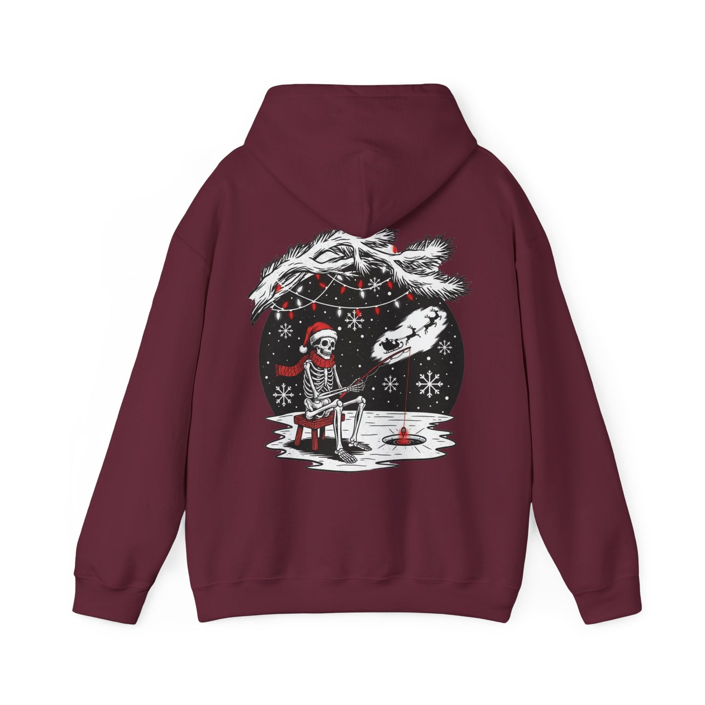 Merry Fishing Christmas Hoodie – Skeleton Fisherman Festive Hoodie