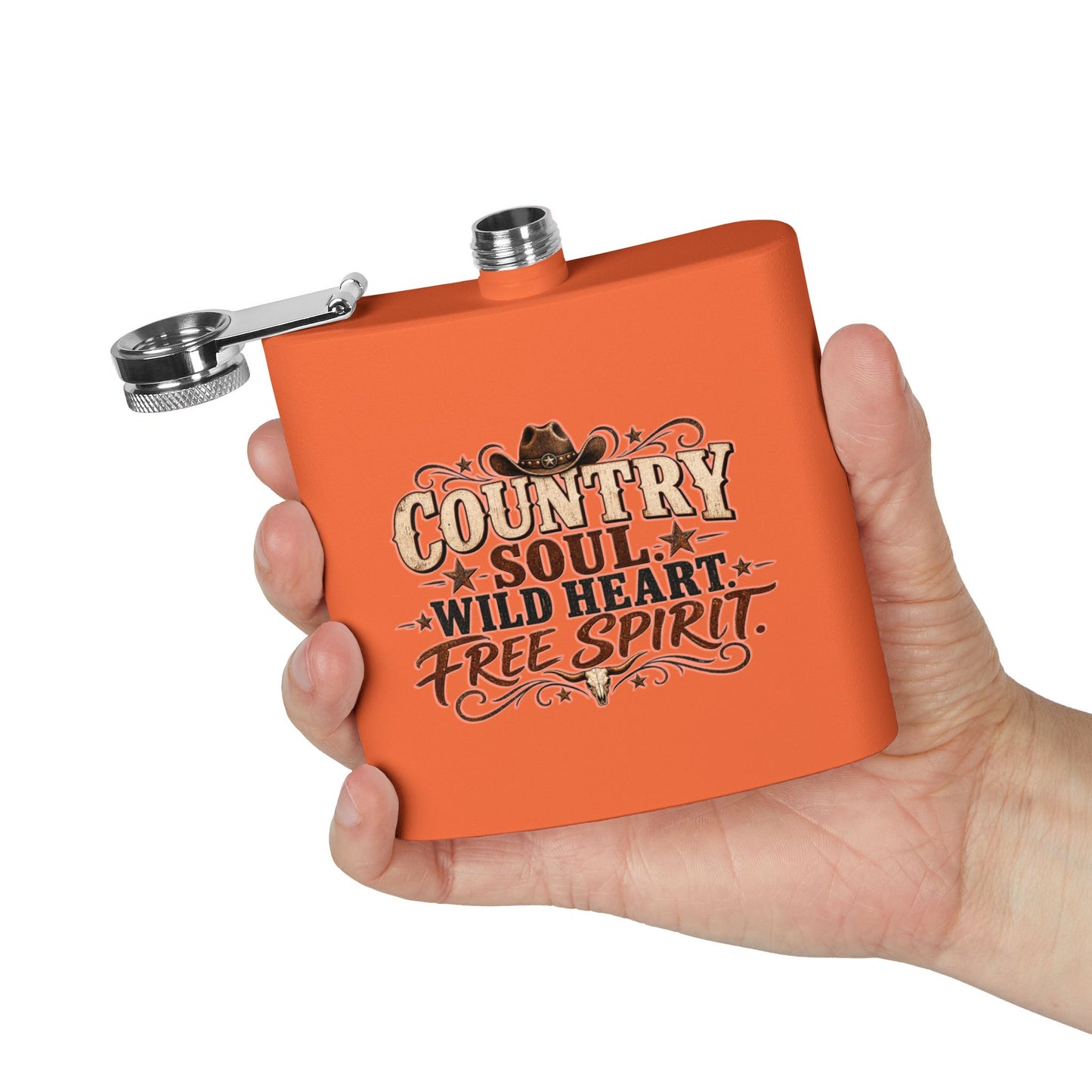 Country Soul Wild Heart Free Spirit Hip Flask