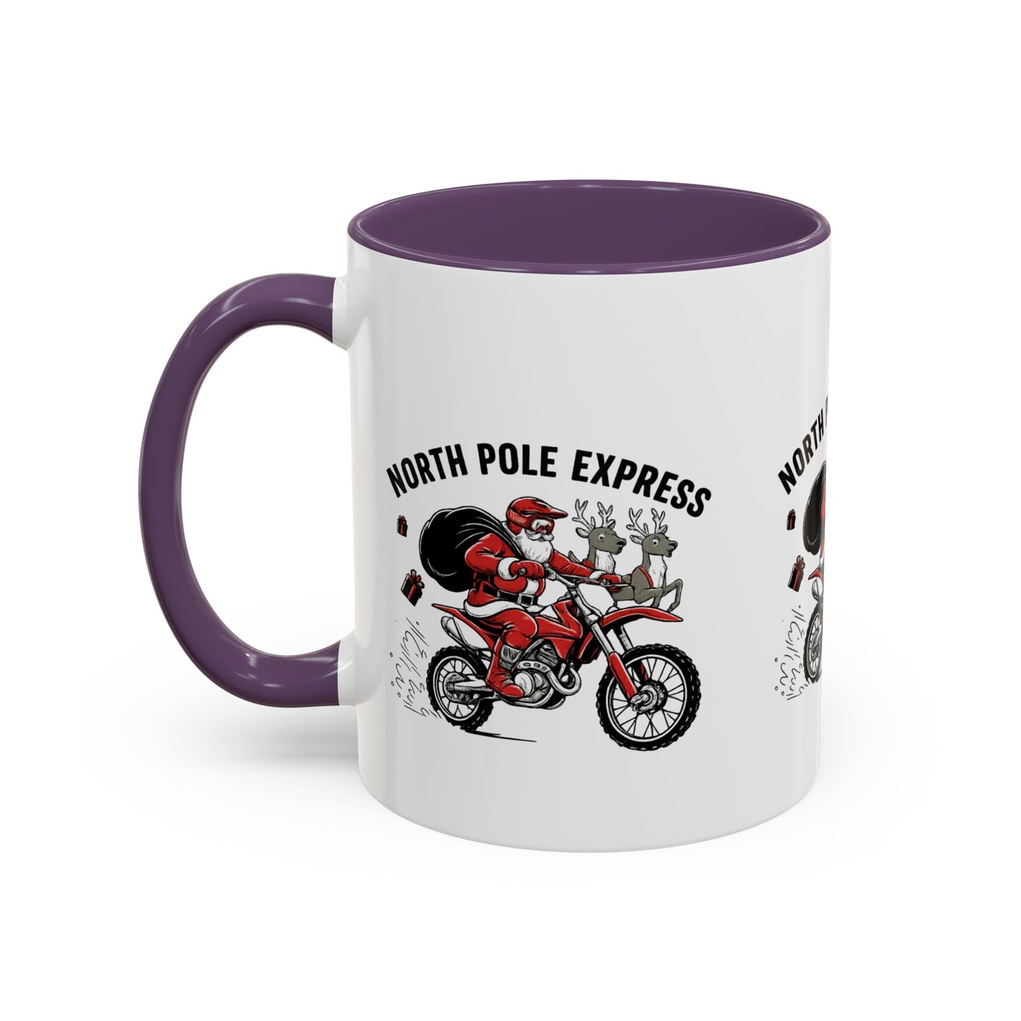 North Pole Express Motocross Santa Christmas Accent Mug