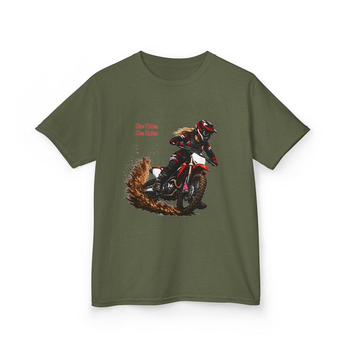 She Rides She Rules Youth T-Shirt – Girls Motocross Tee