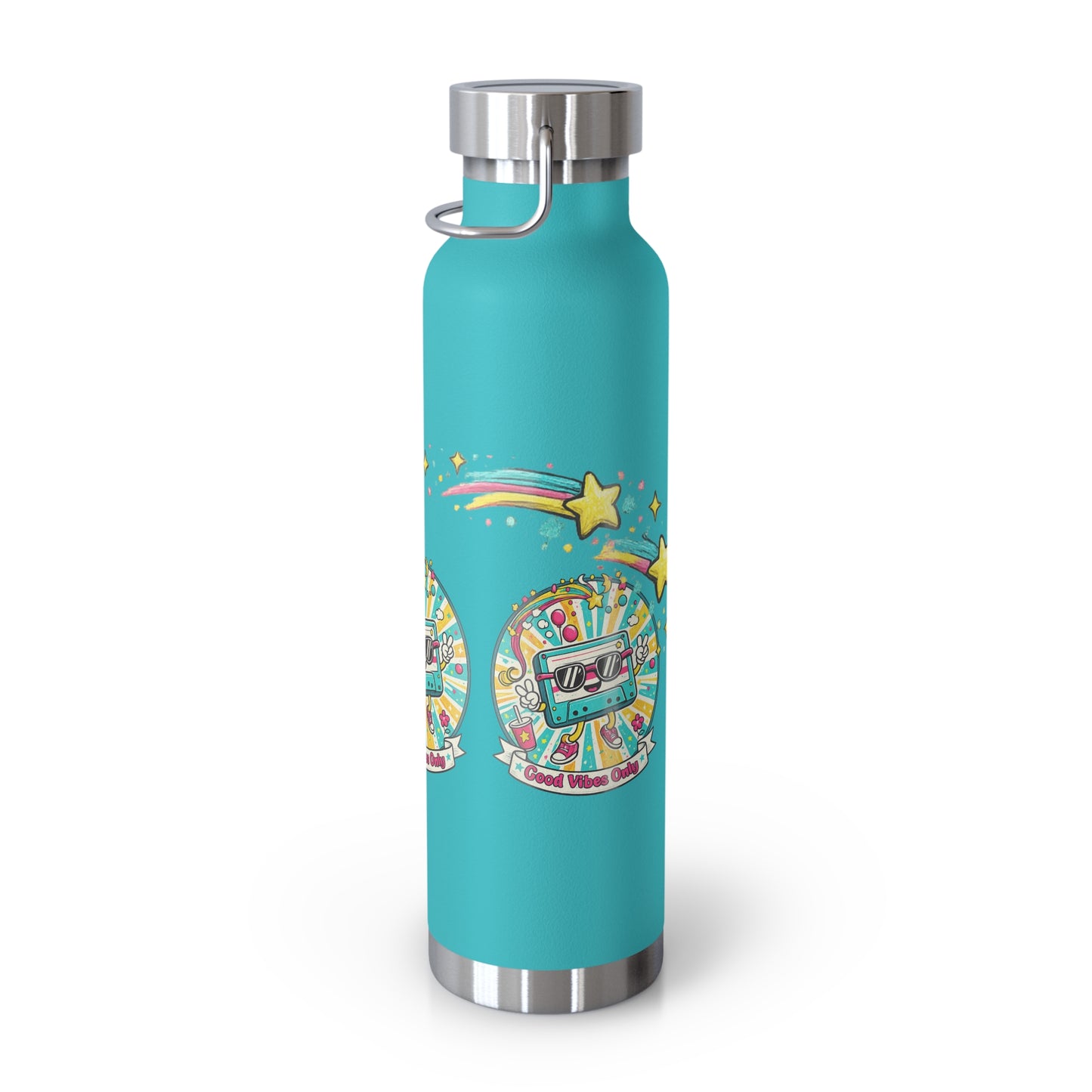 Retro Good Vibes Only Insulated Flask | Colourful Retro Travel Bottle | Stainless Steel Drinks Bottle | 80s & 90s Inspired