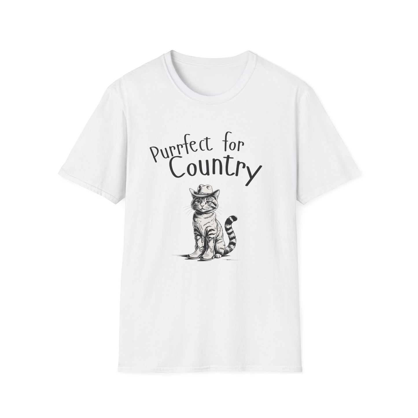 Purrfect for Country Cat Lover T-Shirt, Funny Pet Gift, Unisex Tee for Cat Owners, Cute Animal Apparel, Perfect for Birthdays, Gifts