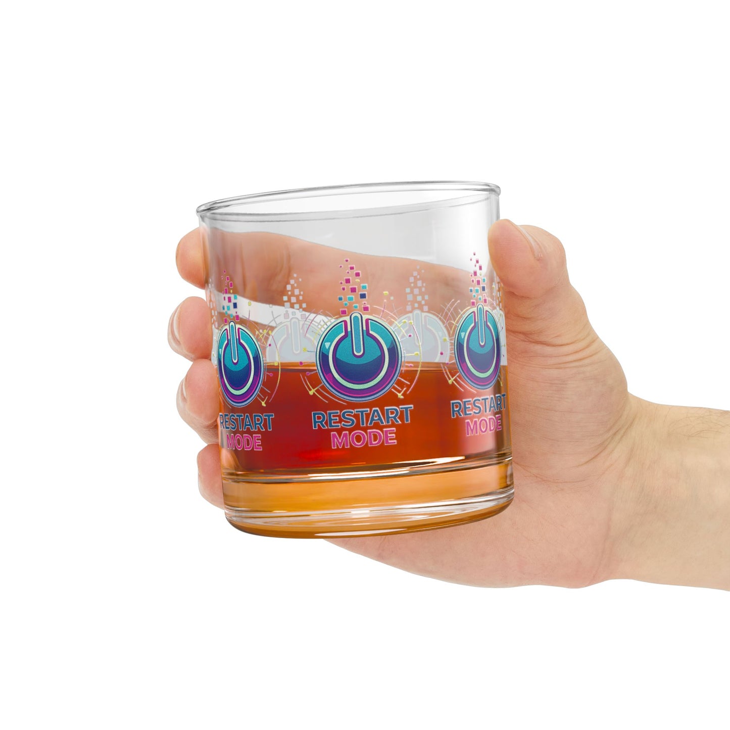 Restart Mode Glass Tumbler | Wrap Around Drinking Glass | Modern Lifestyle Glass | Everyday Water Glass | 10oz Glass
