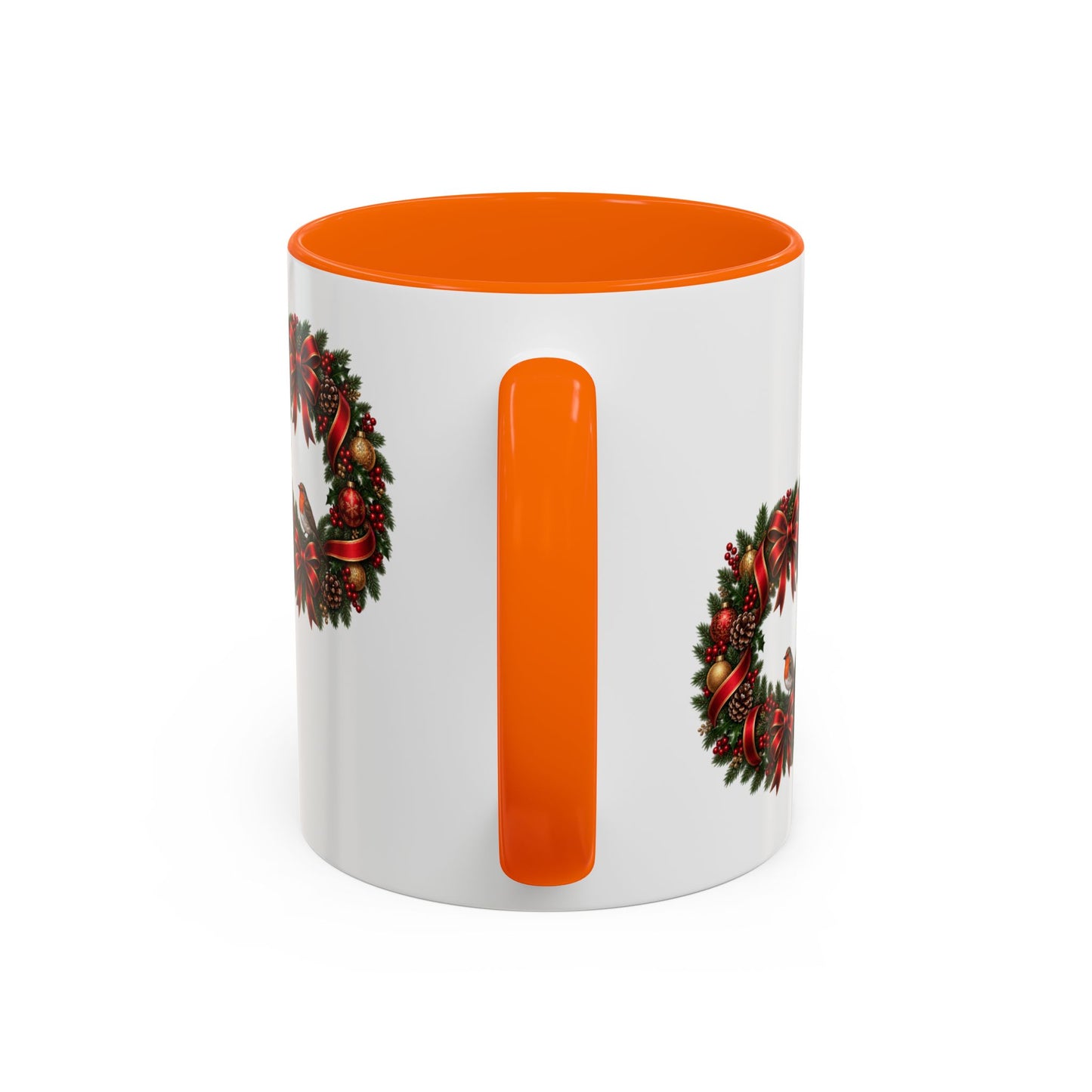 Christmas Wreath & Robin Accent Mug – Festive Christmas Mug