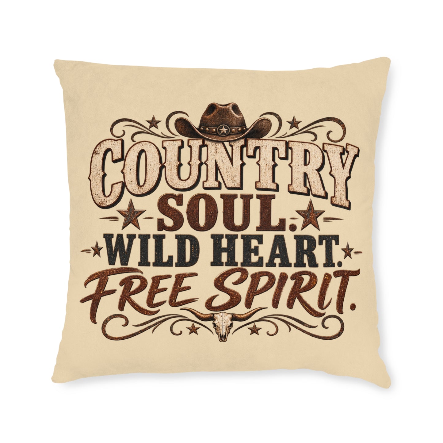 Country Soul Wild Heart Free Spirit Cushion – Western Country Pillow
