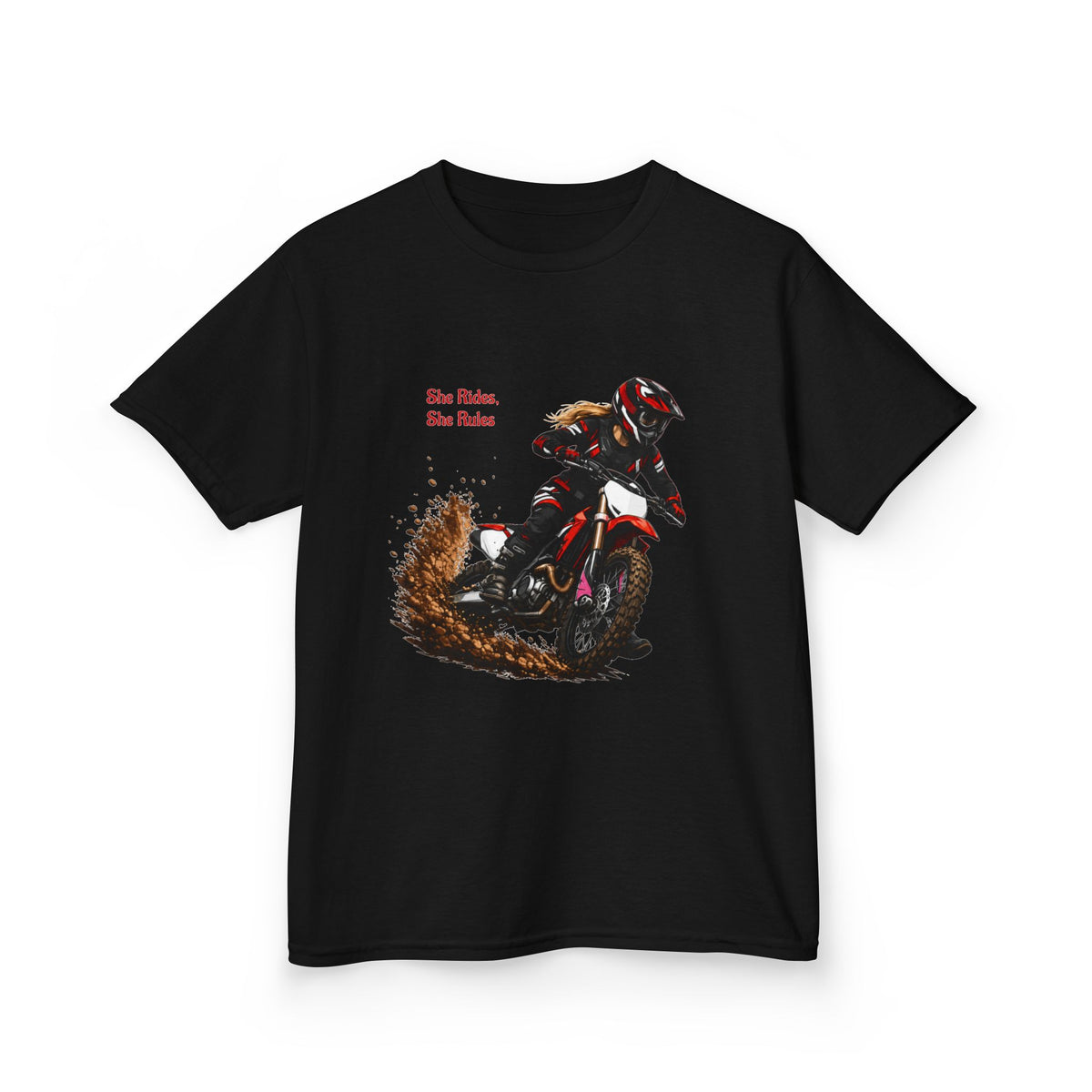 She Rides She Rules Youth T-Shirt – Girls Motocross Tee
