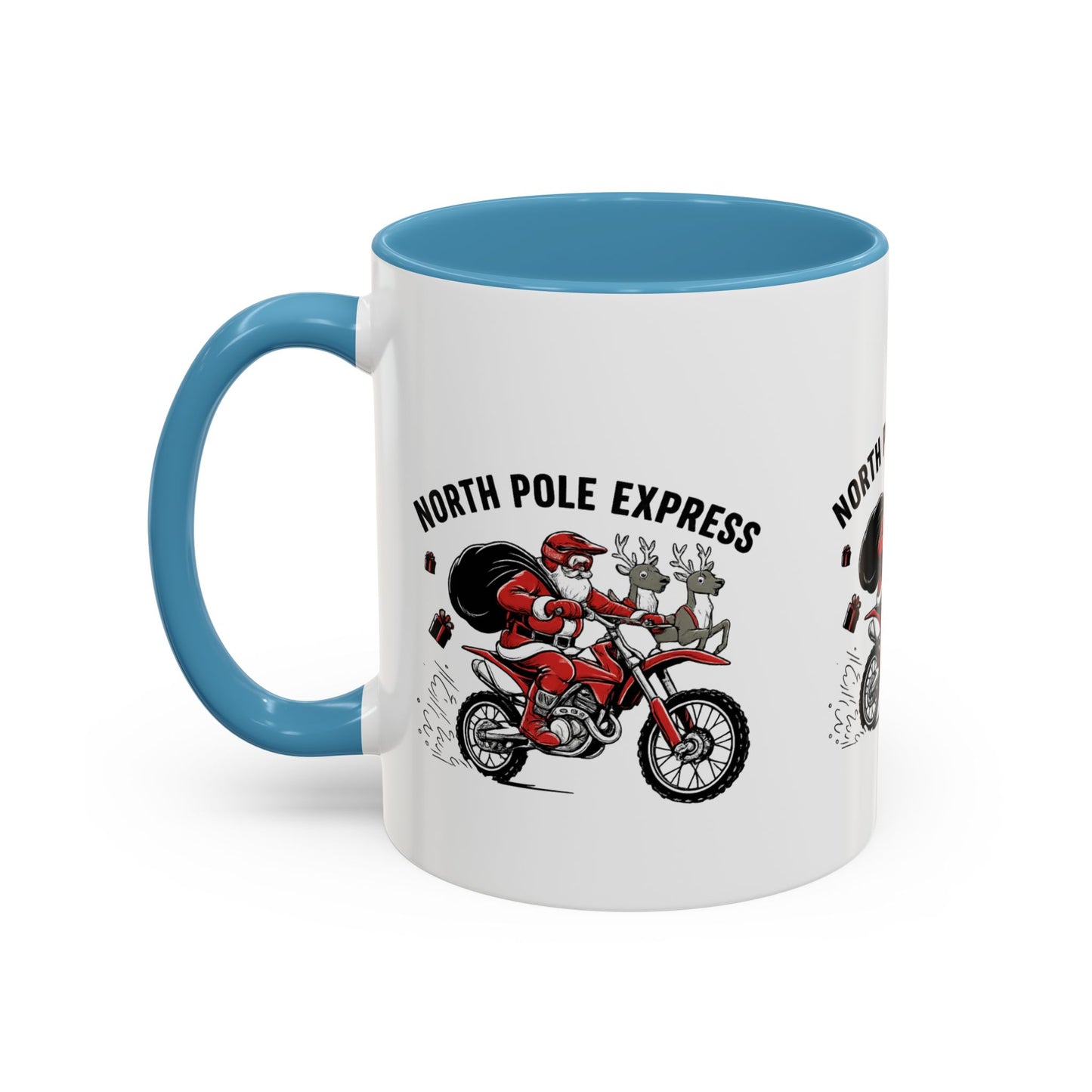North Pole Express Motocross Santa Christmas Accent Mug