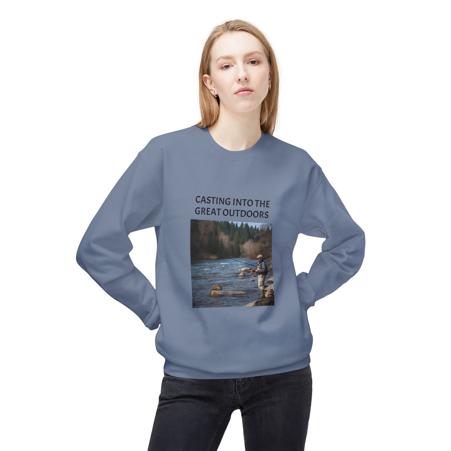 Outdoor Fishing Adventure Crewneck Sweatshirt - Cozy Gift for Nature Lovers, Fishing Enthusiasts, Outdoor Apparel, Casual Sweatshirt