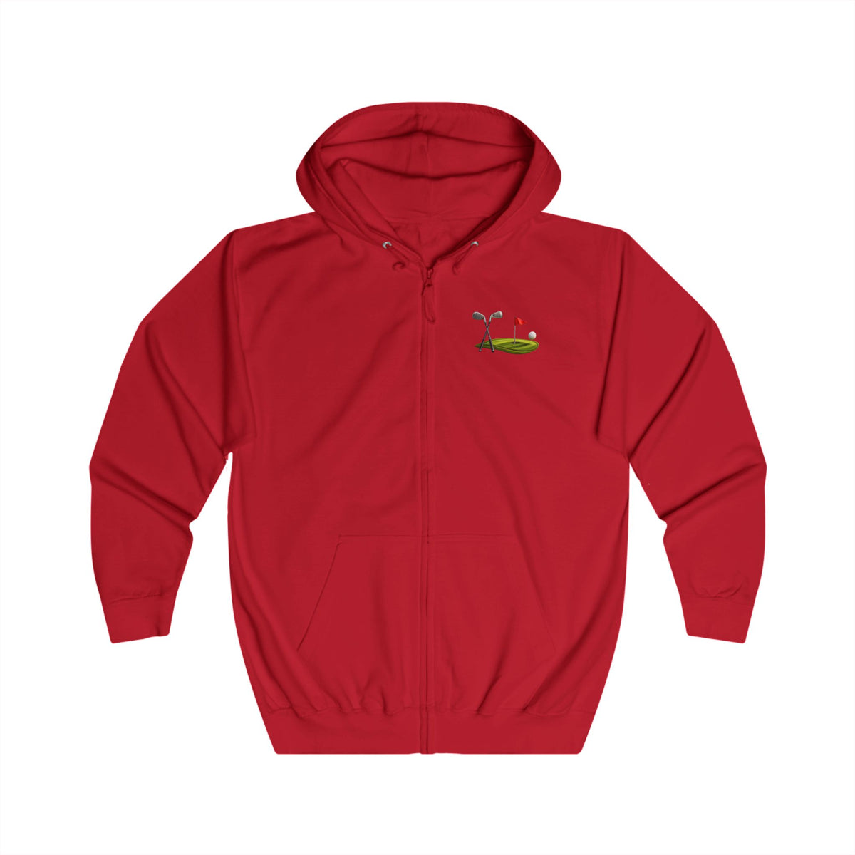 Minimal Golf Zip Hoodie – Subtle Golf Club & Flag Design