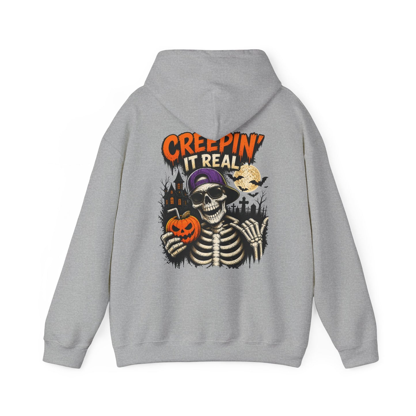 Creepin’ It Real Halloween Hoodie – Unisex Skeleton Graphic Hoodie