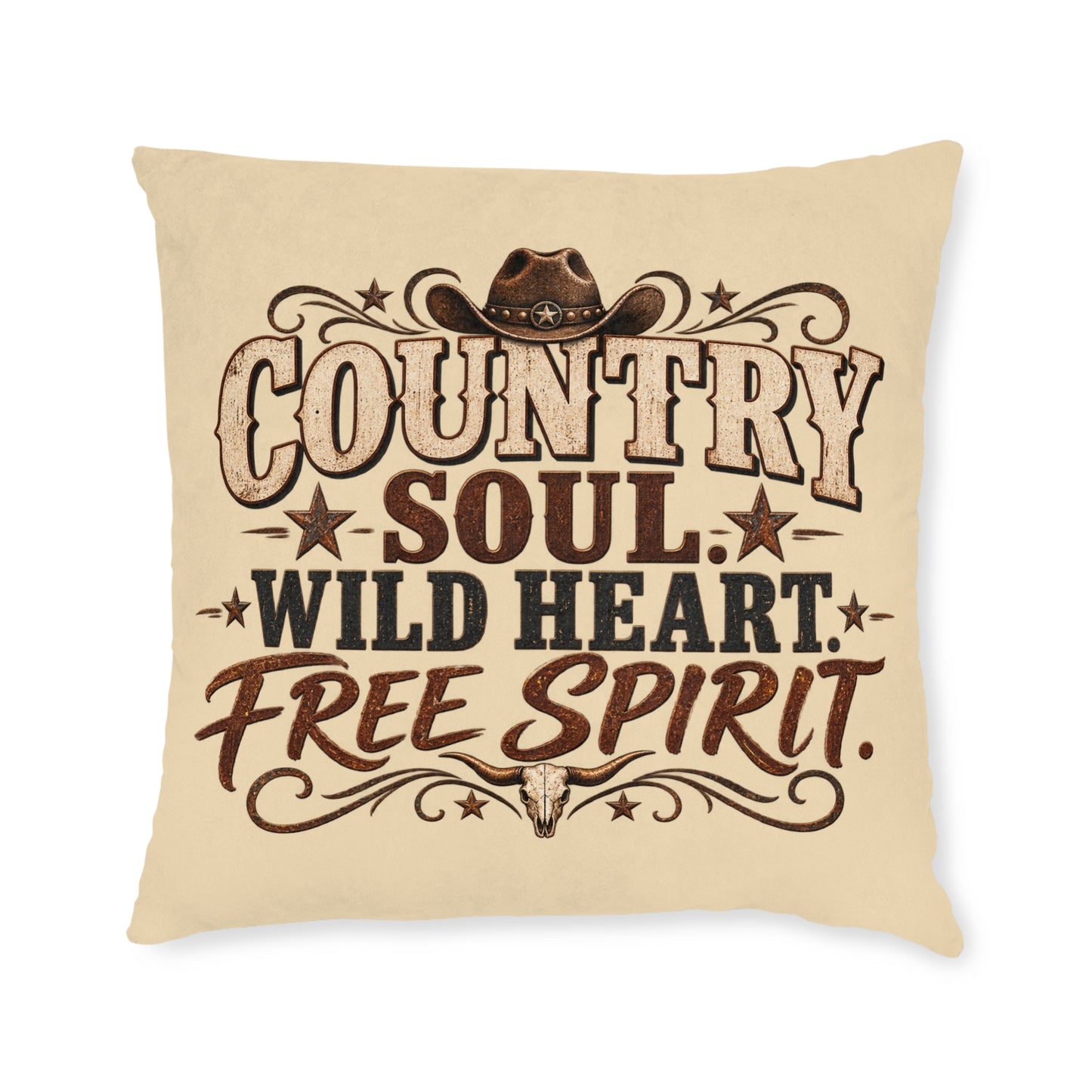 Country Soul Wild Heart Free Spirit Cushion – Western Country Pillow