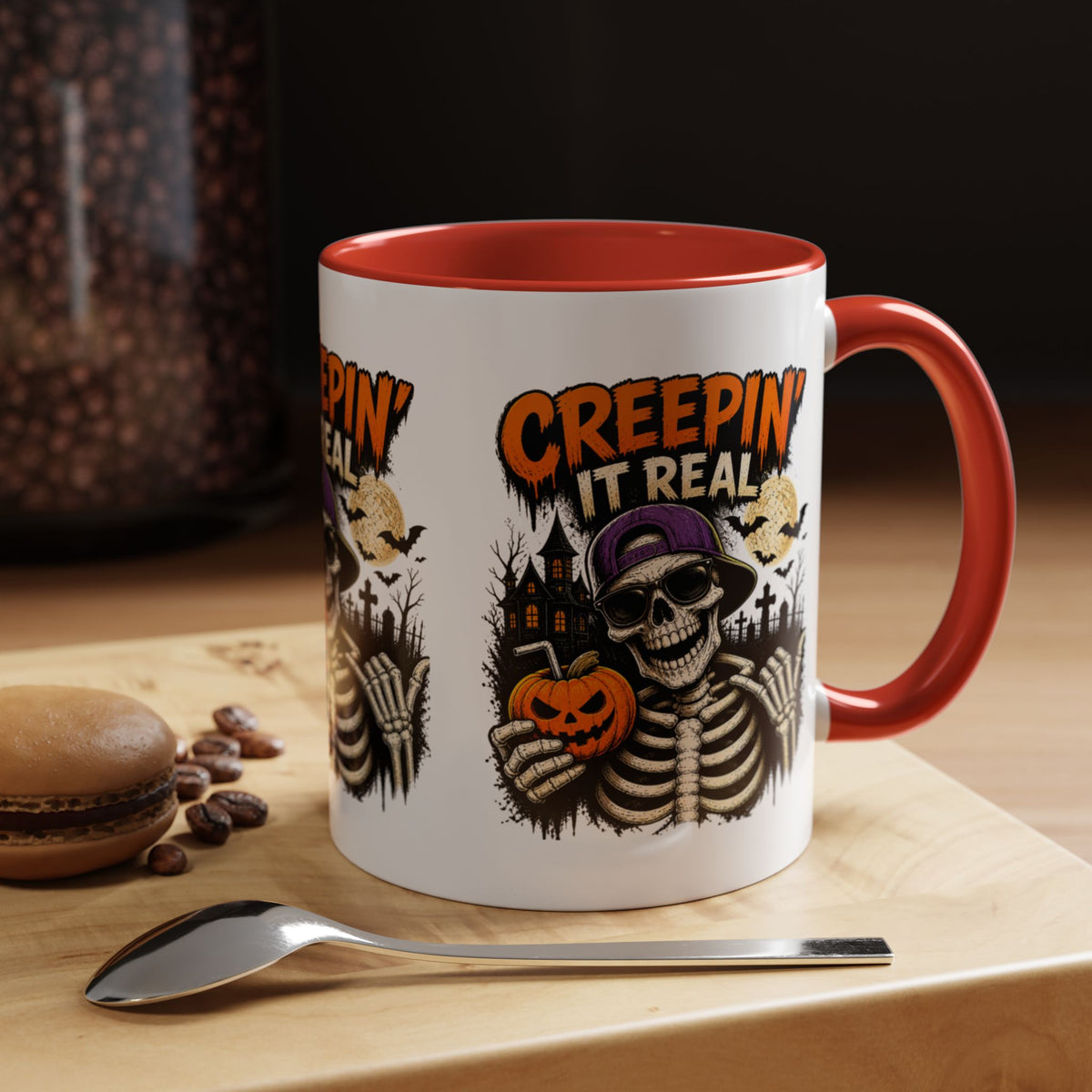 Creepin’ It Real Halloween Accent Mug – Skeleton Coffee Mug