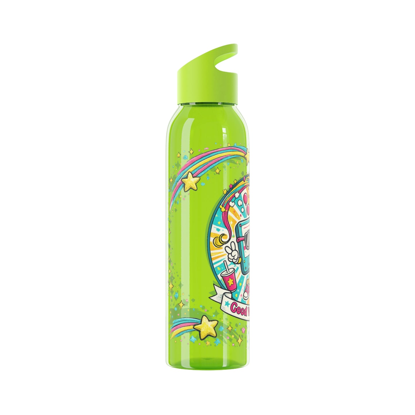 Retro Good Vibes Only Water Bottle | Colourful Reusable Drinks Bottle | Retro Cassette Bottle | 80s & 90s Inspired Hydration
