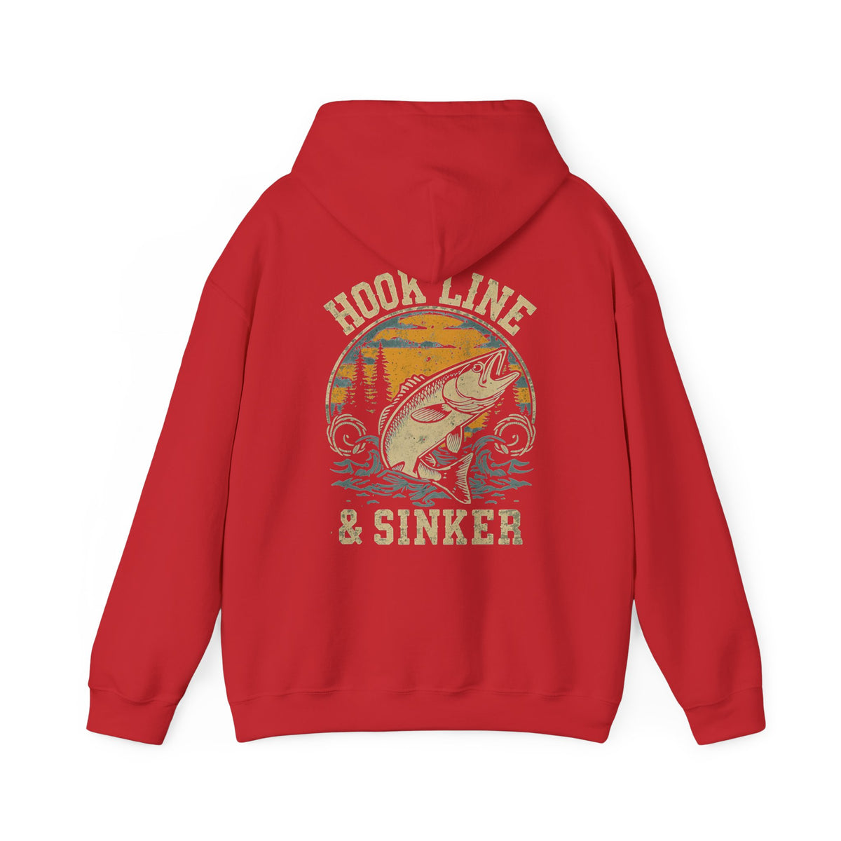 Fishing Hoodie Hook Line and Sinker Retro Look Fishing Hoodie