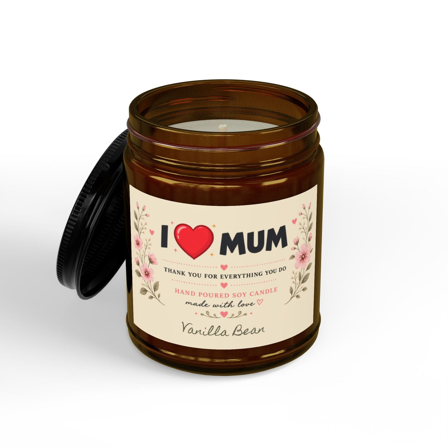 I Love Mum Vanilla Bean Soy Candle | Hand Poured Gift for Mum | 4oz & 9oz