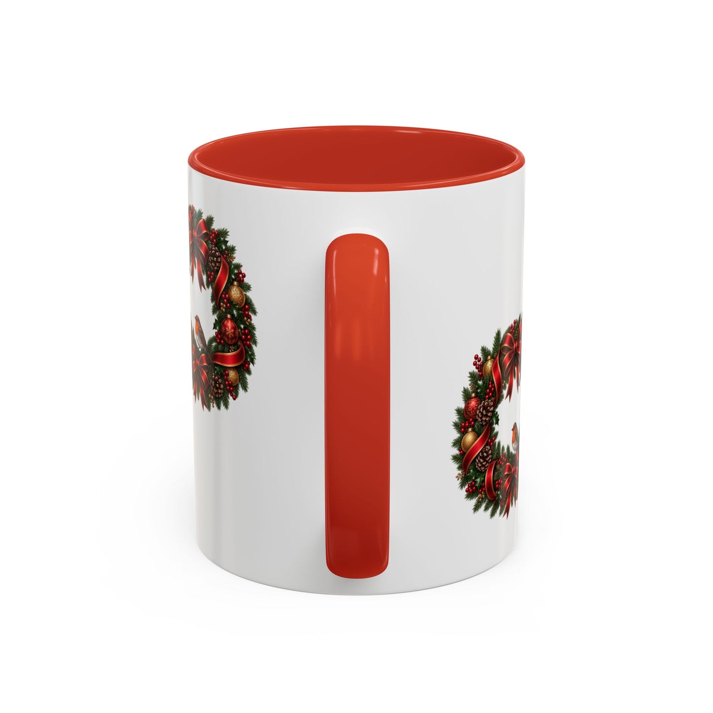Christmas Wreath & Robin Accent Mug – Festive Christmas Mug