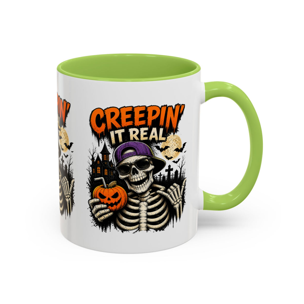 Creepin’ It Real Halloween Accent Mug – Skeleton Coffee Mug