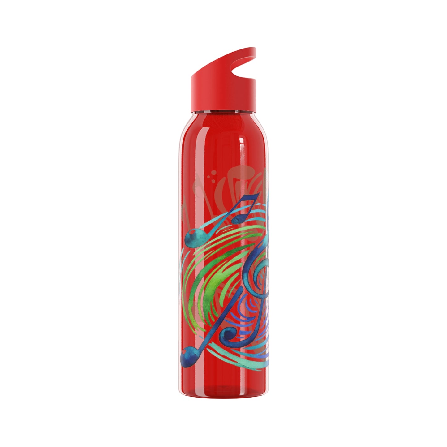 Musical Notes Plastic Water Bottle | Reusable Water Bottle | Music Lover Gift | Gift for Singers, Musicians & Music Fans | 20oz Clear Bottle