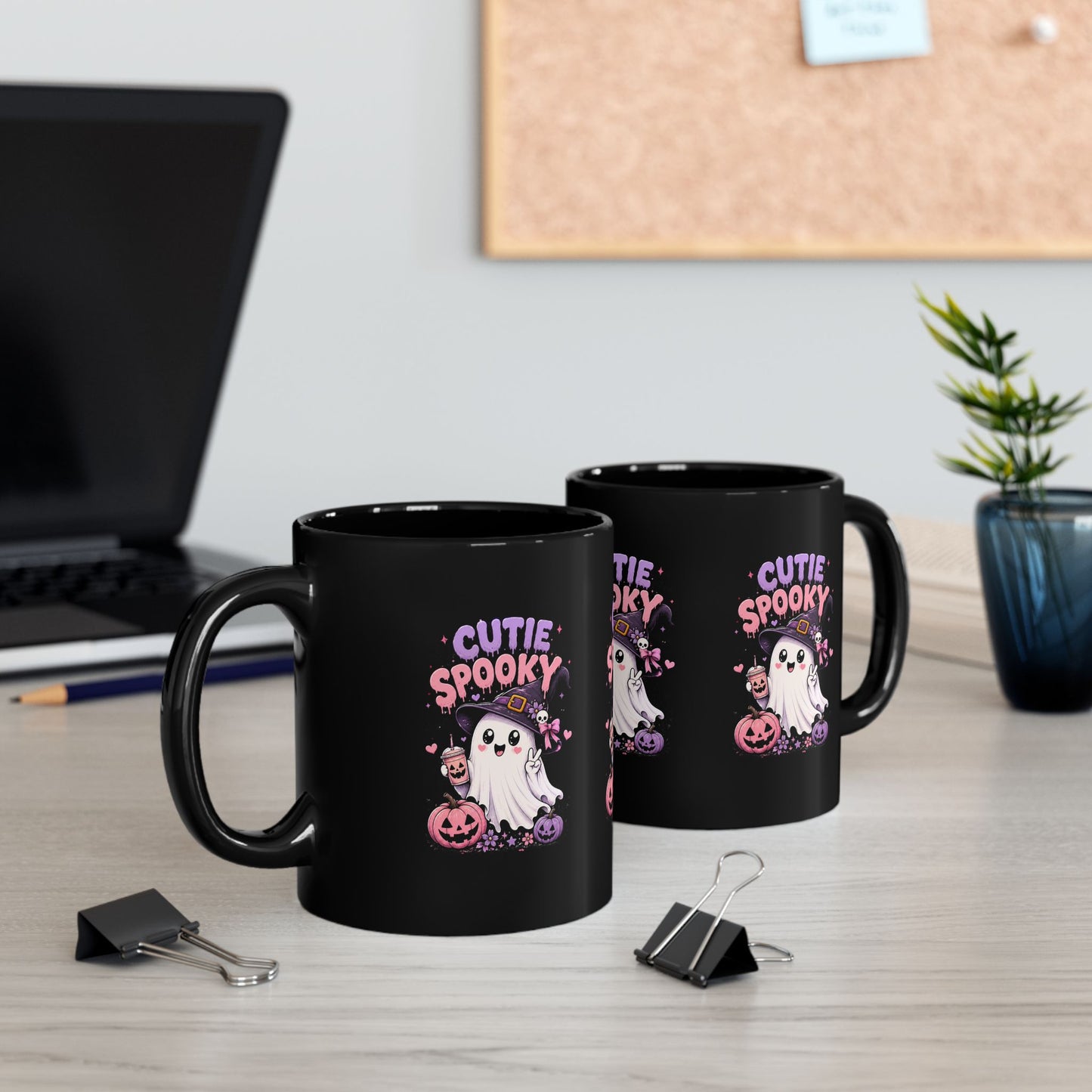 Cutie Spooky Halloween Mug – Cute Ghost Black Mug