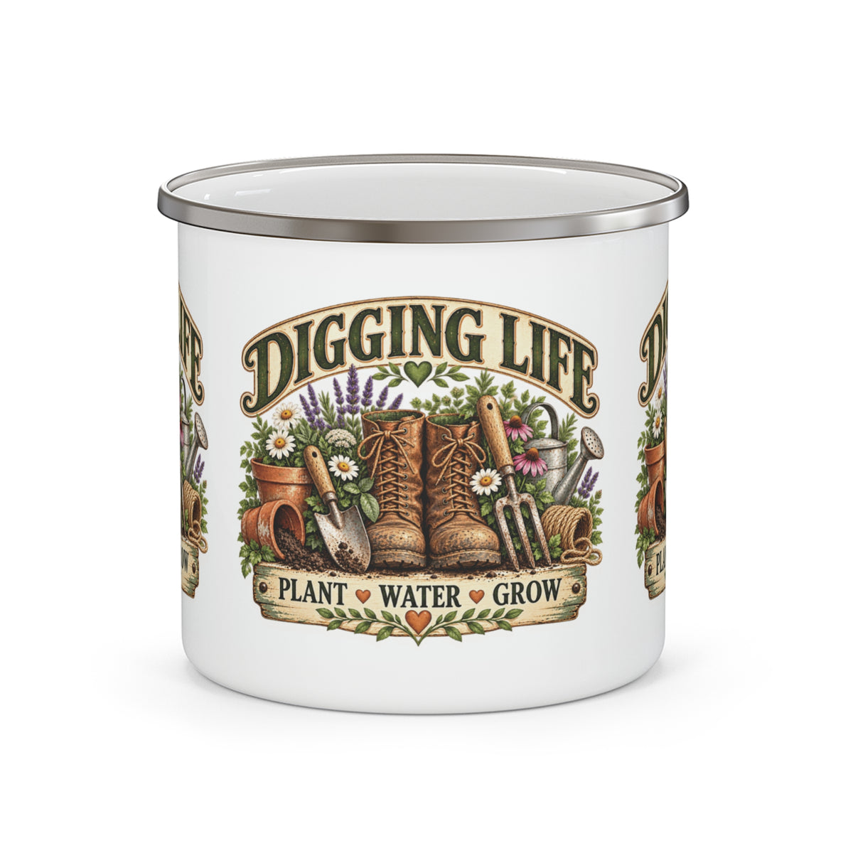 Digging Life Pflanze Wasser Wachsen Gärtner Emaille-Tasse
