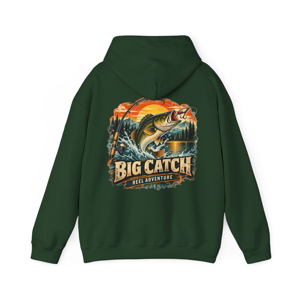 Big Catch Reel Adventure Back Print Hoodie – Vintage Fishing Hoodie