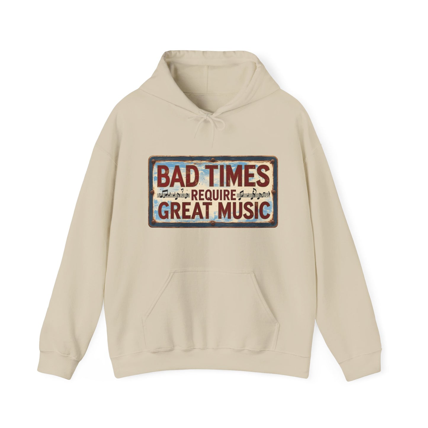 Bad Times Require Great Music Hoodie | Vintage Music Lover Hoodie | Unisex Graphic Pullover | Concert & Festival Gift
