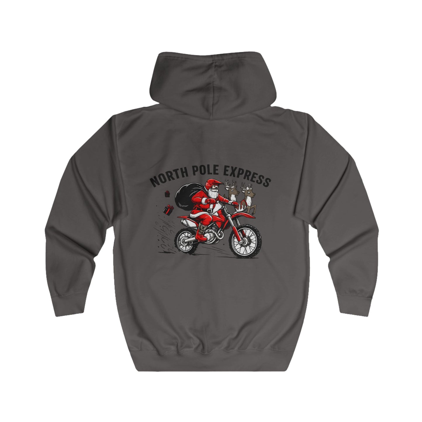 North Pole Express Motocross Christmas Zip Hoodie – Unisex