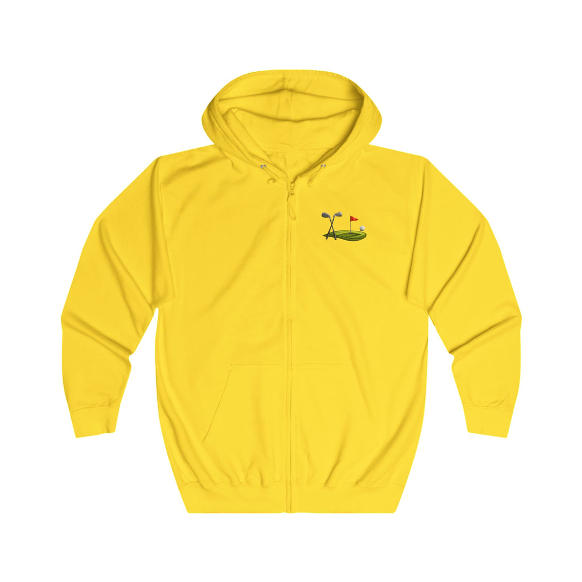 Minimal Golf Zip Hoodie – Subtle Golf Club & Flag Design