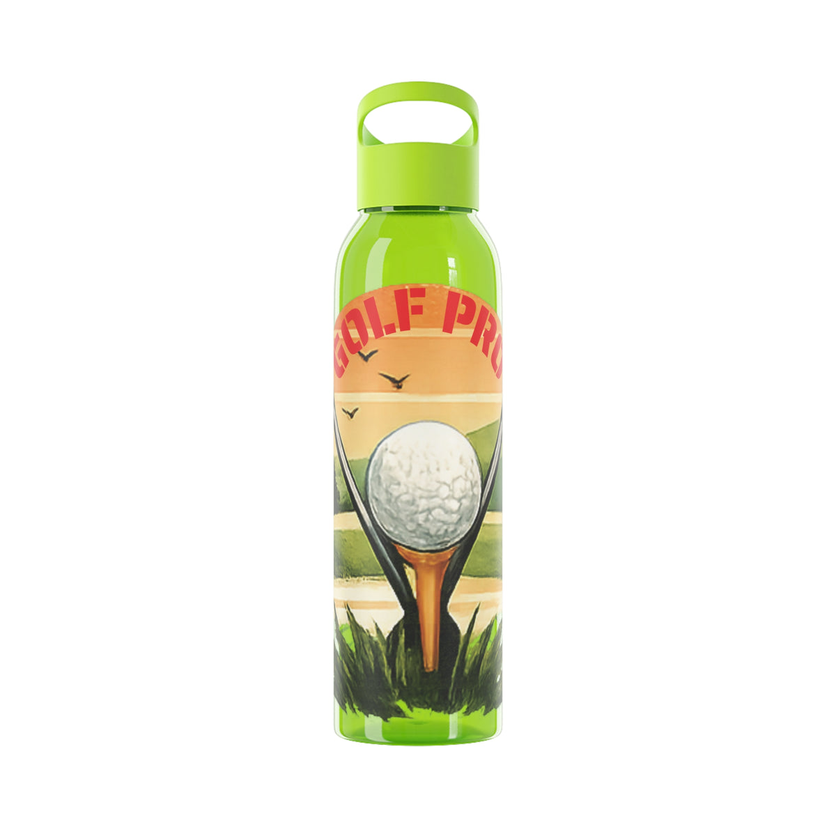 Gourde Golf Pro — Design rétro « Sunset » avec balle et tee de golf
