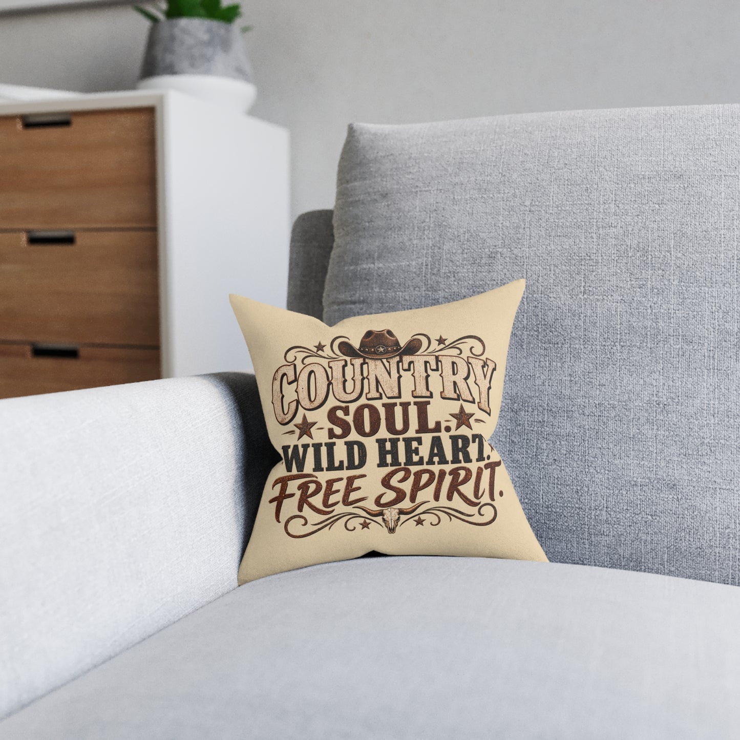 Country Soul Wild Heart Free Spirit Cushion – Western Country Pillow