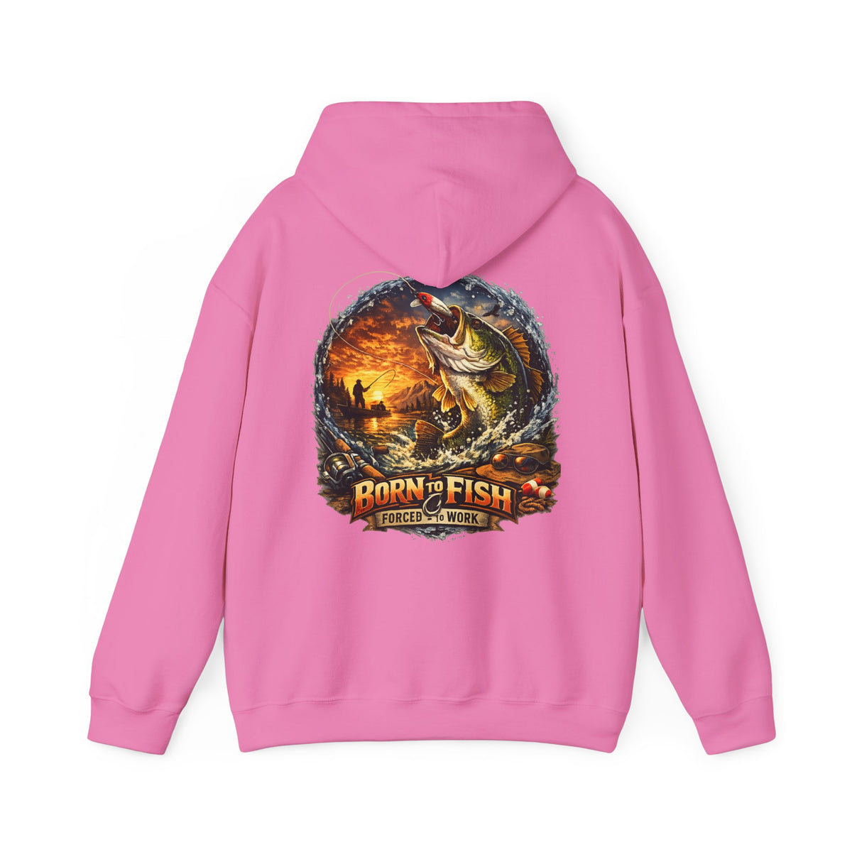 Born to Fish Forced to Work Back Print Hoodie – Fishing Hoodie