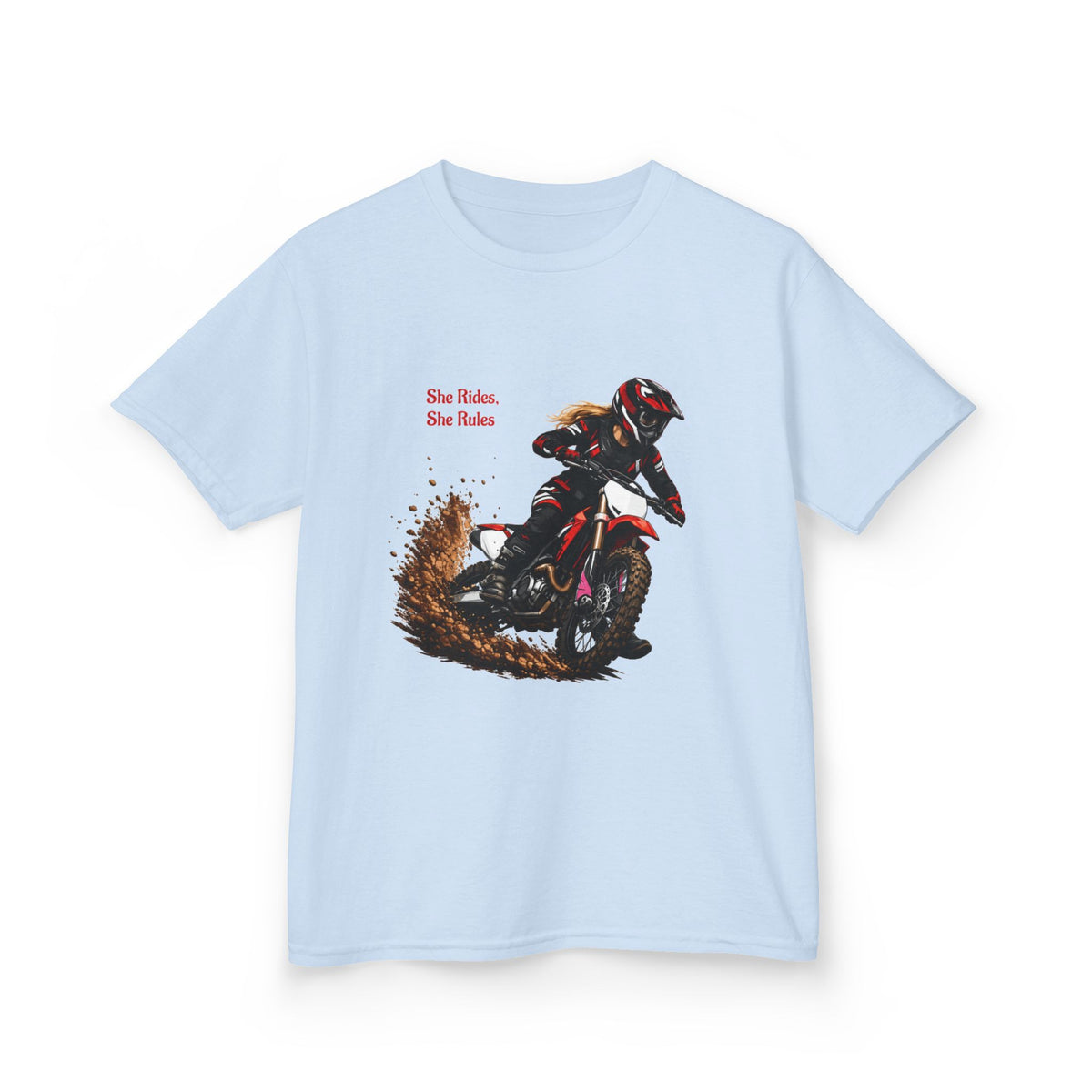 She Rides She Rules Youth T-Shirt – Girls Motocross Tee