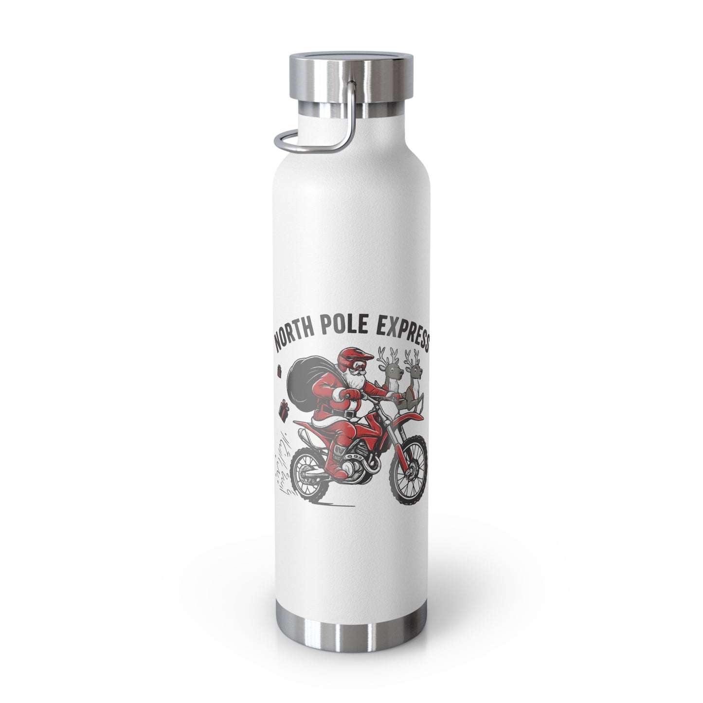 North Pole Express Motocross Christmas Insulated Flask