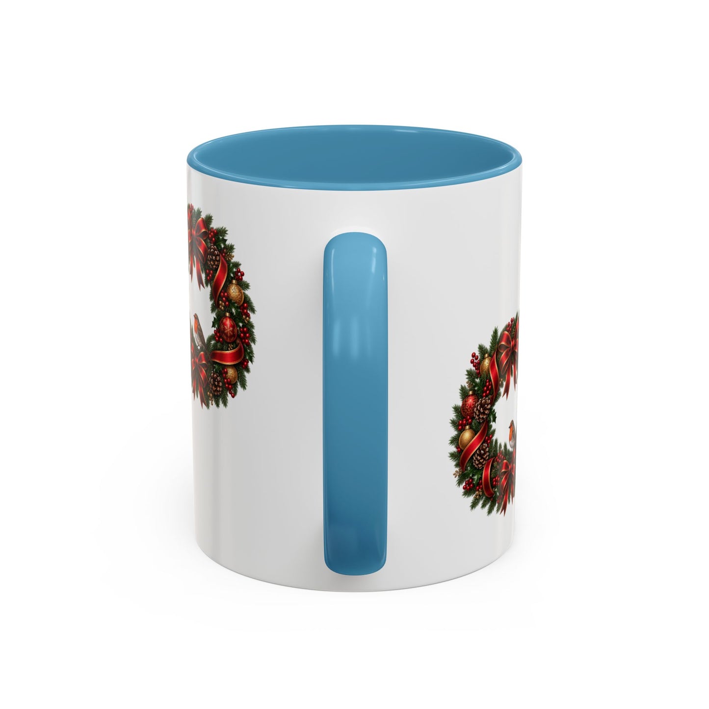 Christmas Wreath & Robin Accent Mug – Festive Christmas Mug