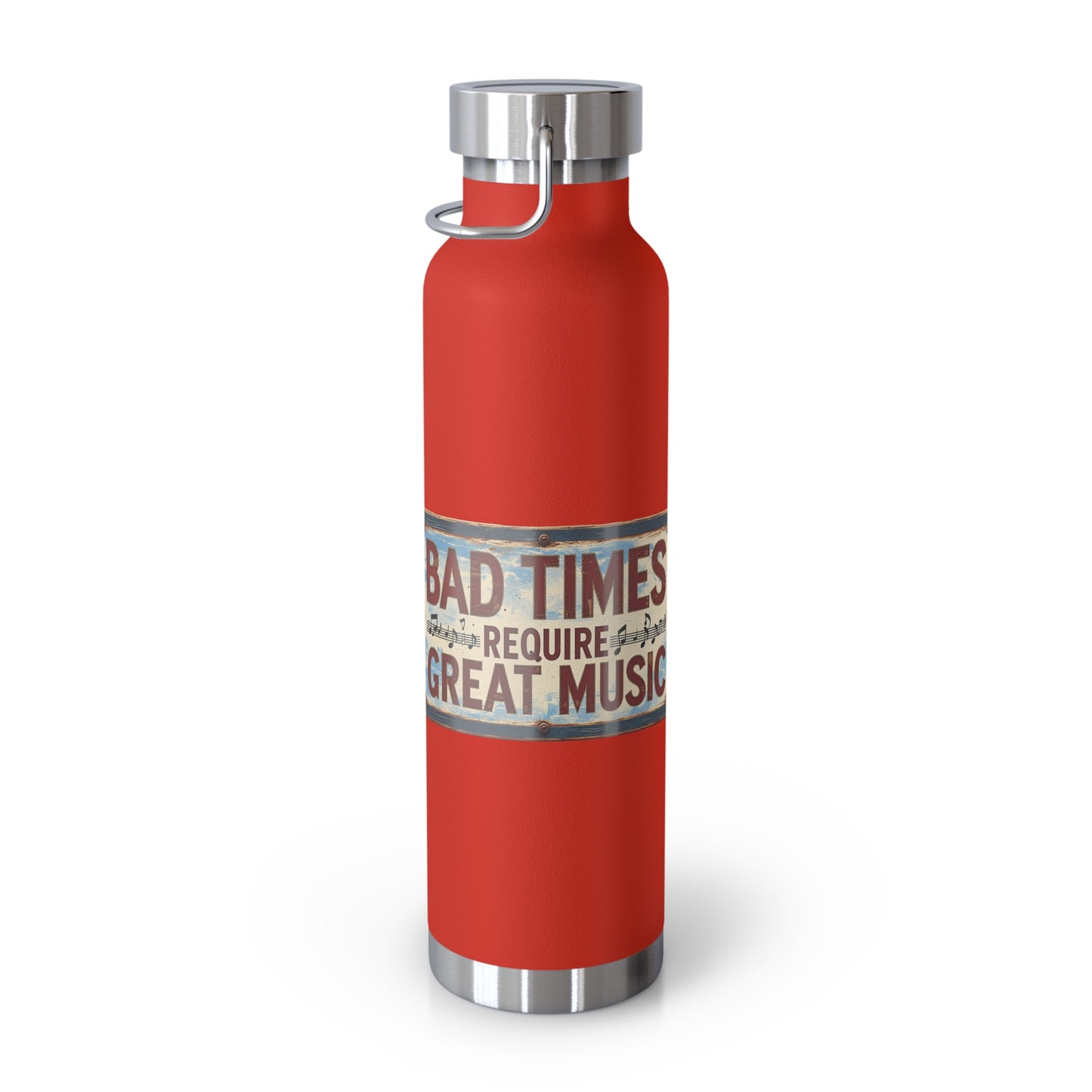 Bad Times Require Great Music Insulated Water Bottle | Stainless Steel Travel Flask | Vintage Music Lover Bottle | Double Wall Vacuum Flask