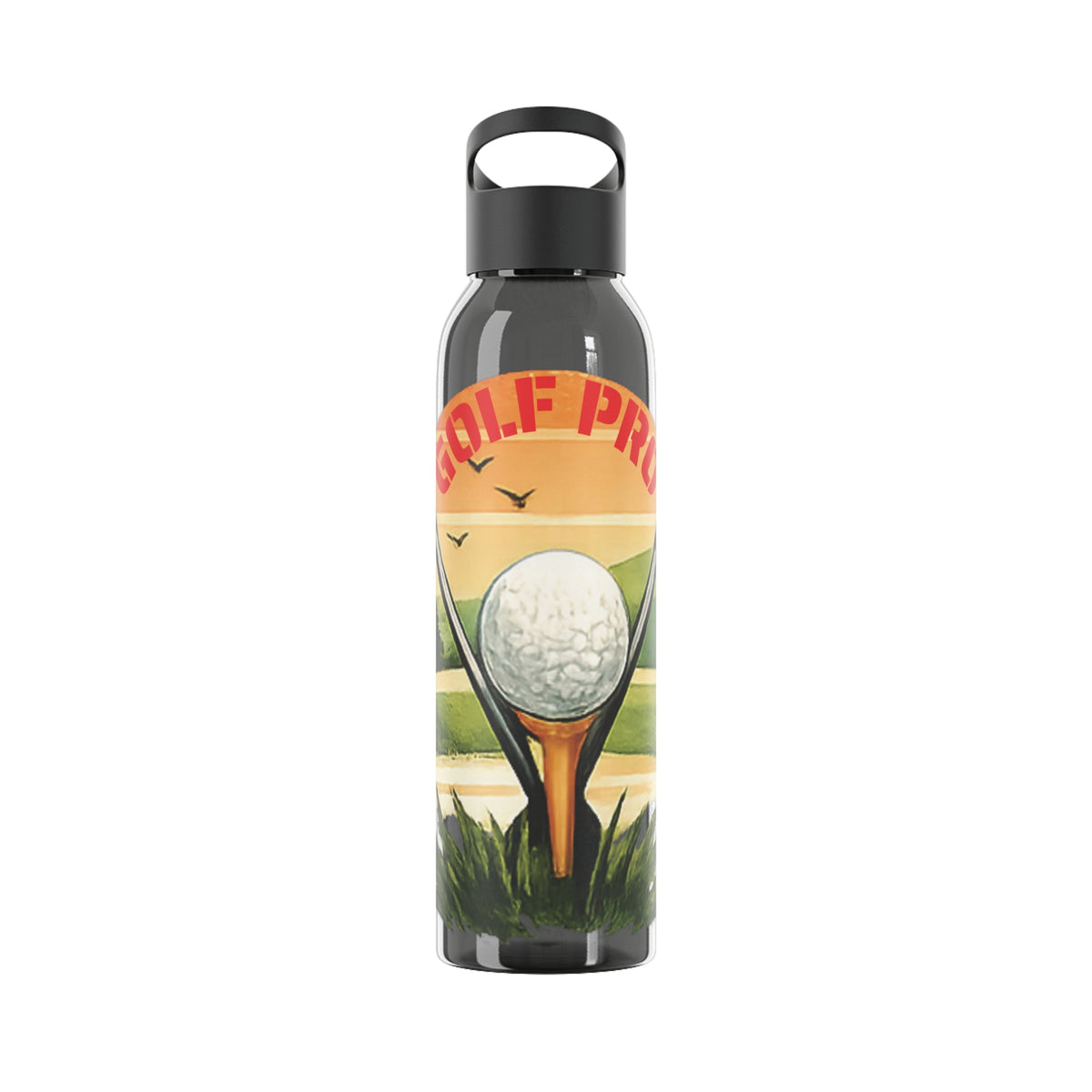 Gourde Golf Pro — Design rétro « Sunset » avec balle et tee de golf