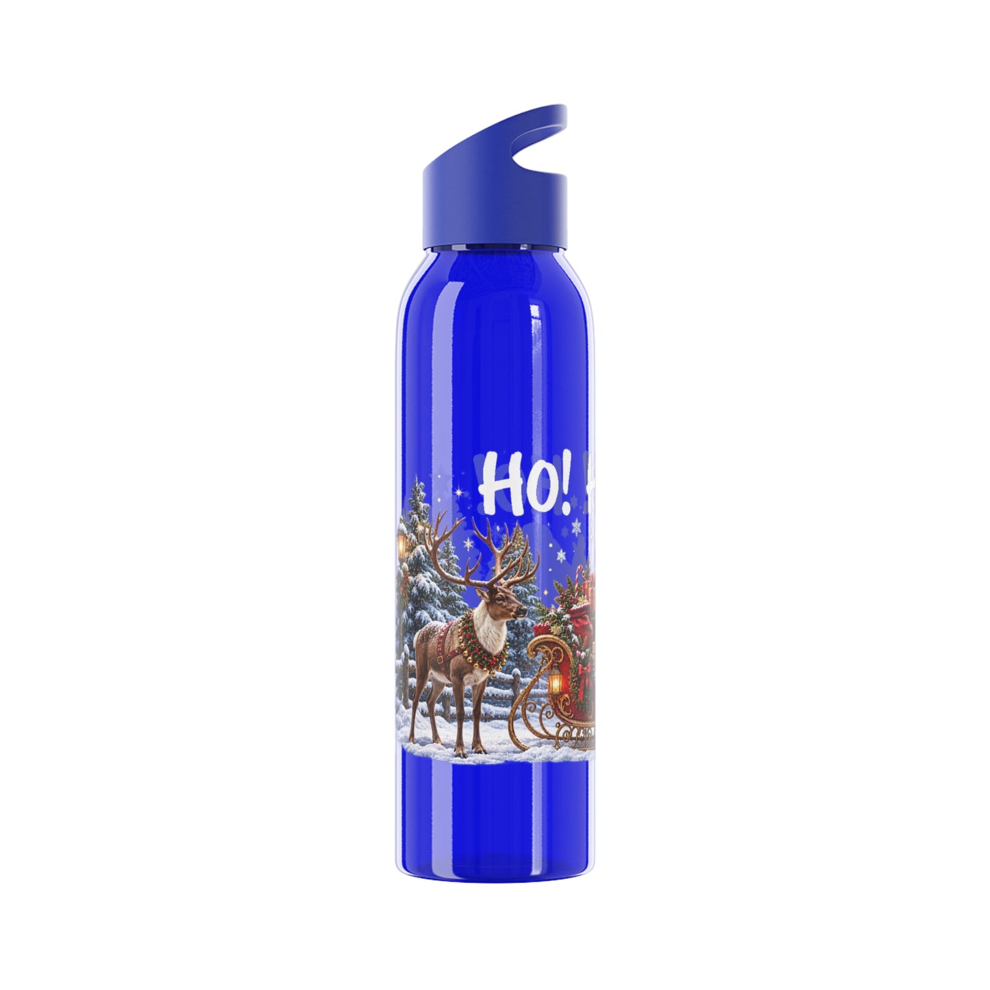 Ho Ho Ho Santa Christmas Water Bottle – Festive Sleigh Design