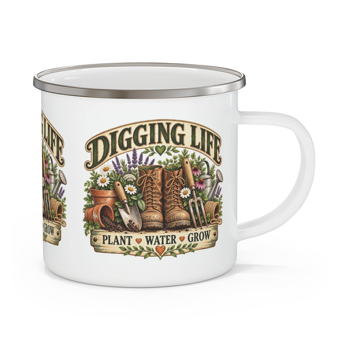 Digging Life Pflanze Wasser Wachsen Gärtner Emaille-Tasse