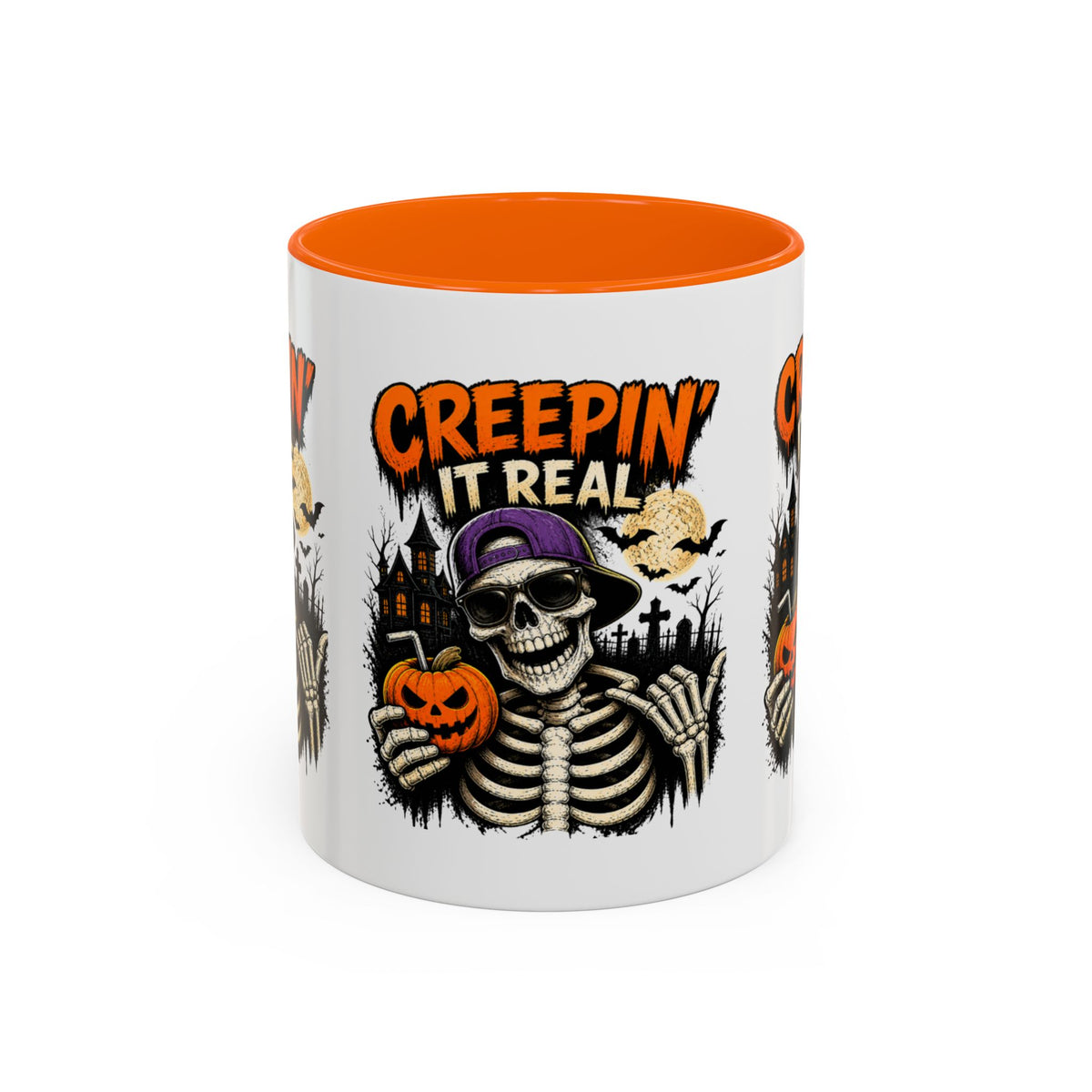 Creepin’ It Real Halloween Accent Mug – Skeleton Coffee Mug