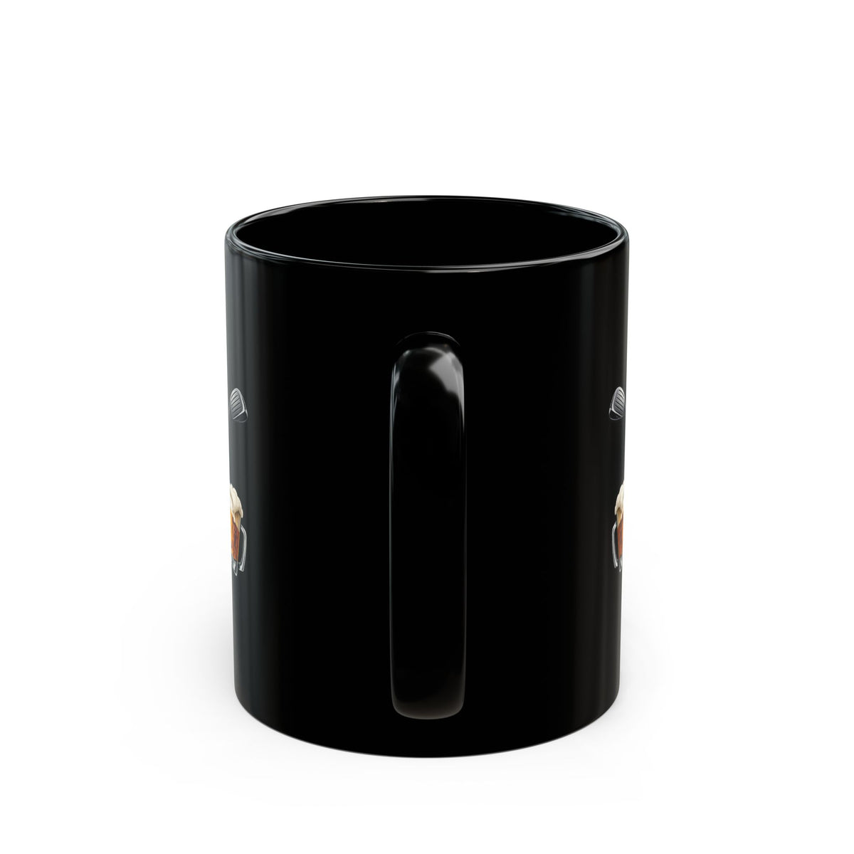 Golf Schädel Bierkrug Schwarz Keramik Kaffeetasse mit Golfschläger & Bier Motiv 325ml