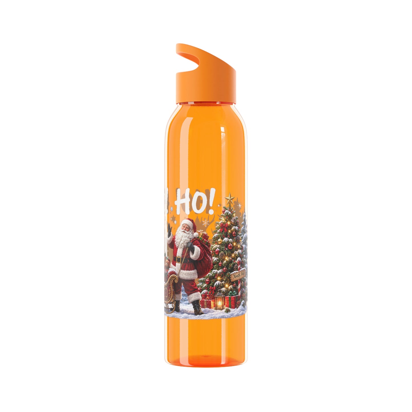 Ho Ho Ho Santa Christmas Water Bottle – Festive Sleigh Design