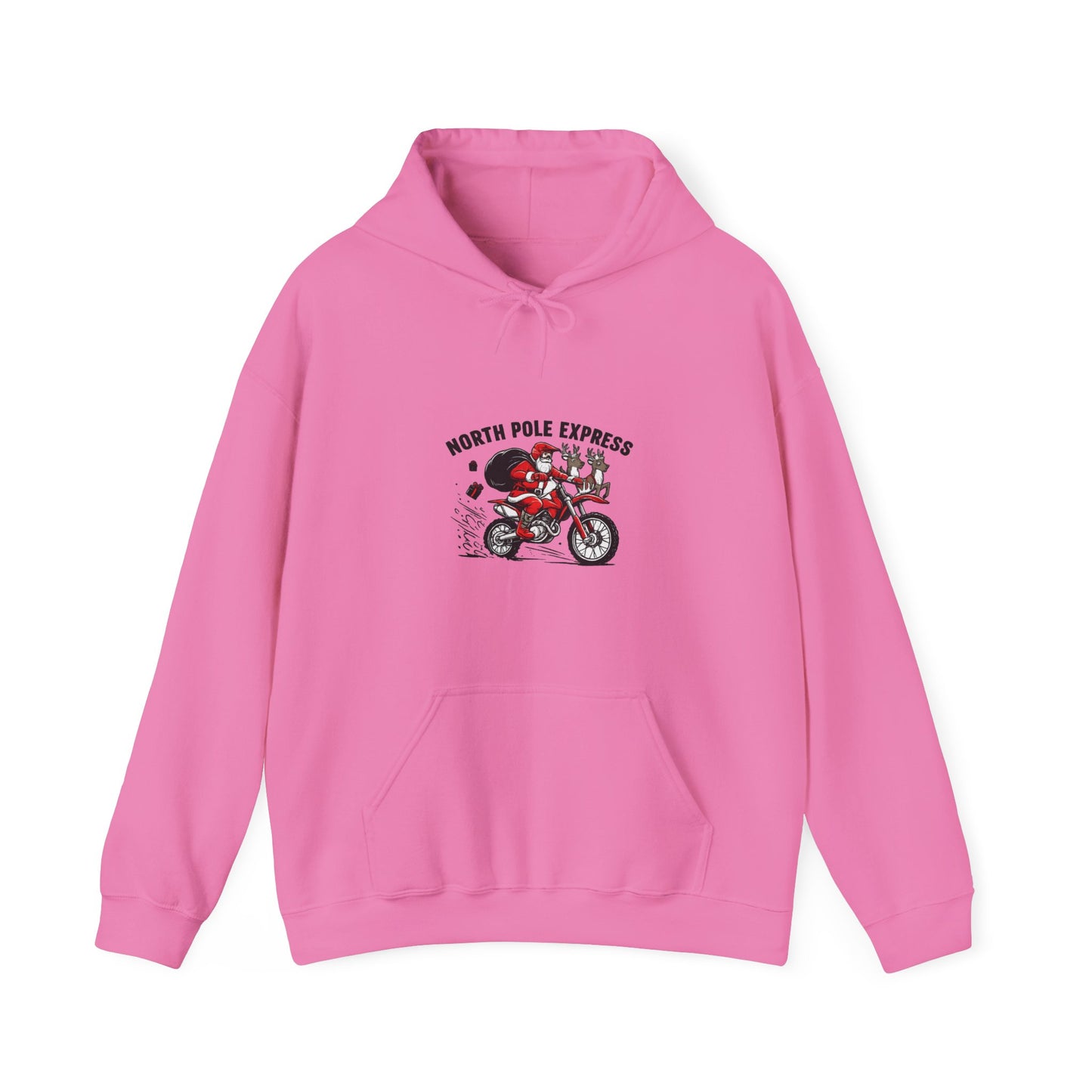 North Pole Express Motocross Christmas Hoodie   Santa Dirt Bike