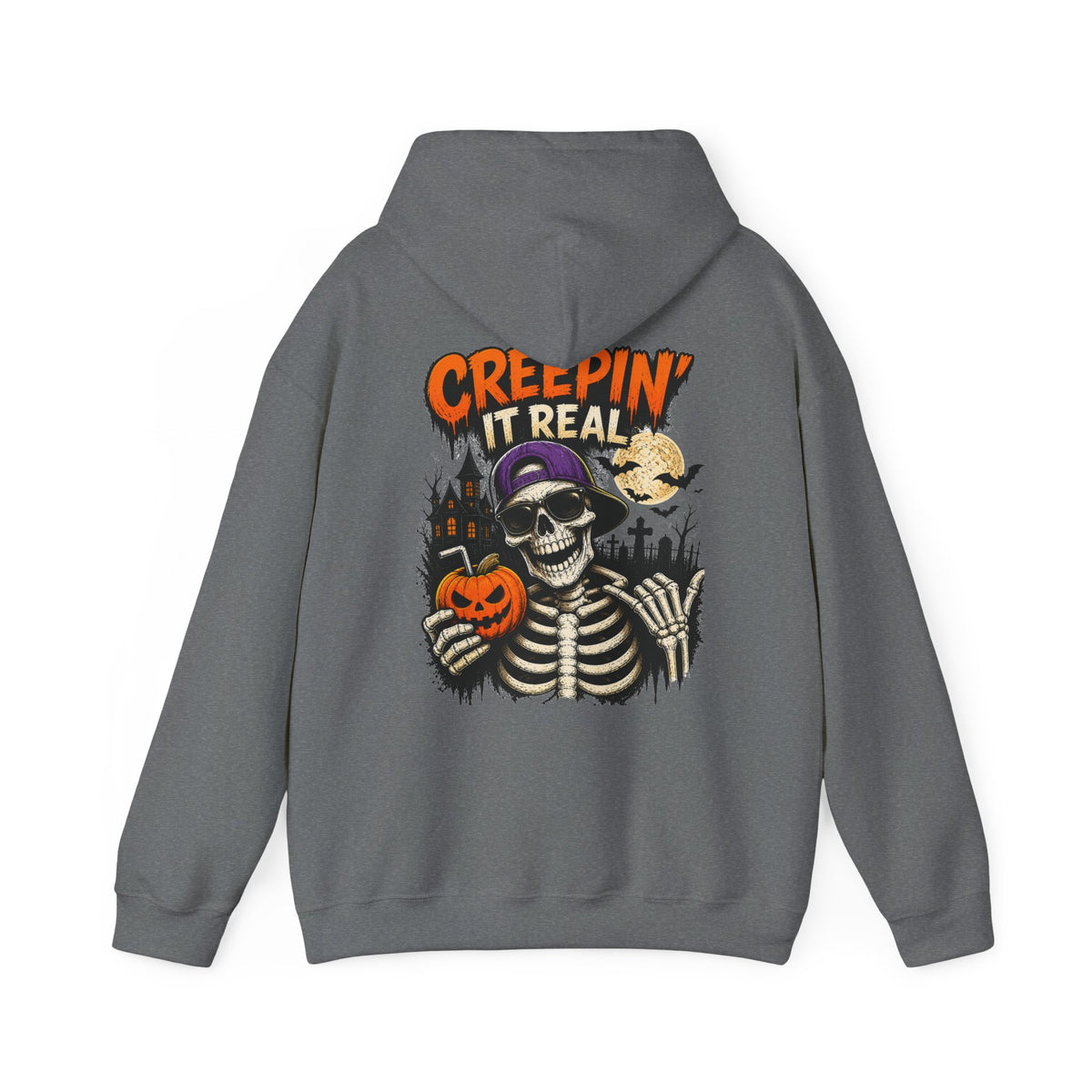 Creepin’ It Real Halloween Hoodie – Unisex Skeleton Graphic Hoodie