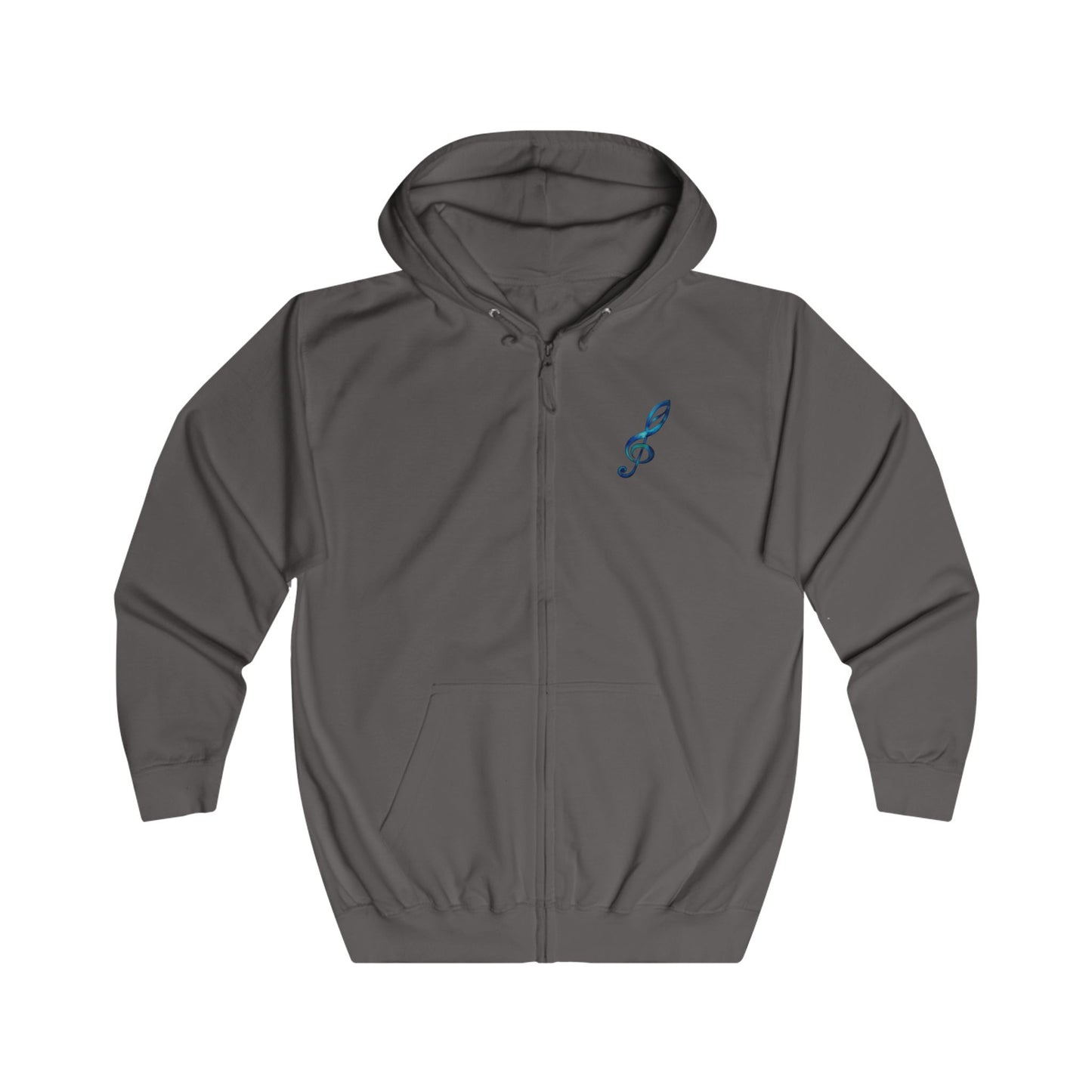 Sweat à capuche zippé Notes de musique clé de sol – Motif unique sur la poitrine et dans le dos