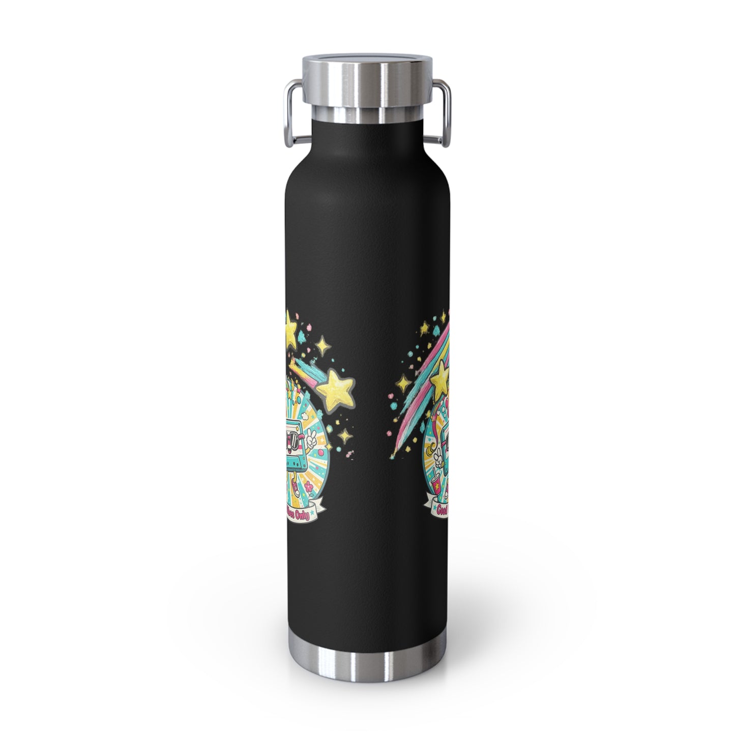 Retro Good Vibes Only Insulated Flask | Colourful Retro Travel Bottle | Stainless Steel Drinks Bottle | 80s & 90s Inspired
