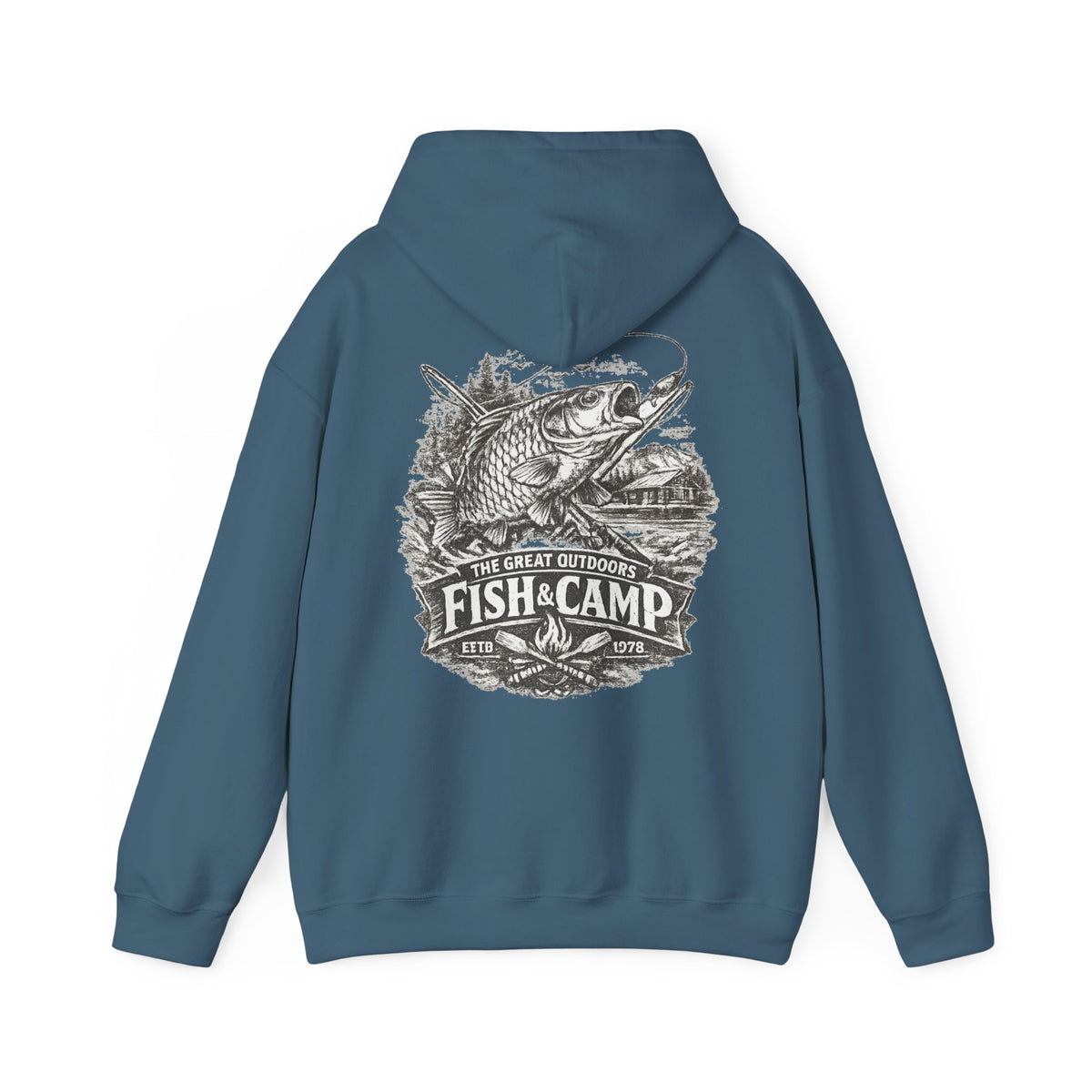 Fish and Camp Unisex Retro-Illustration-Kapuzenpullover