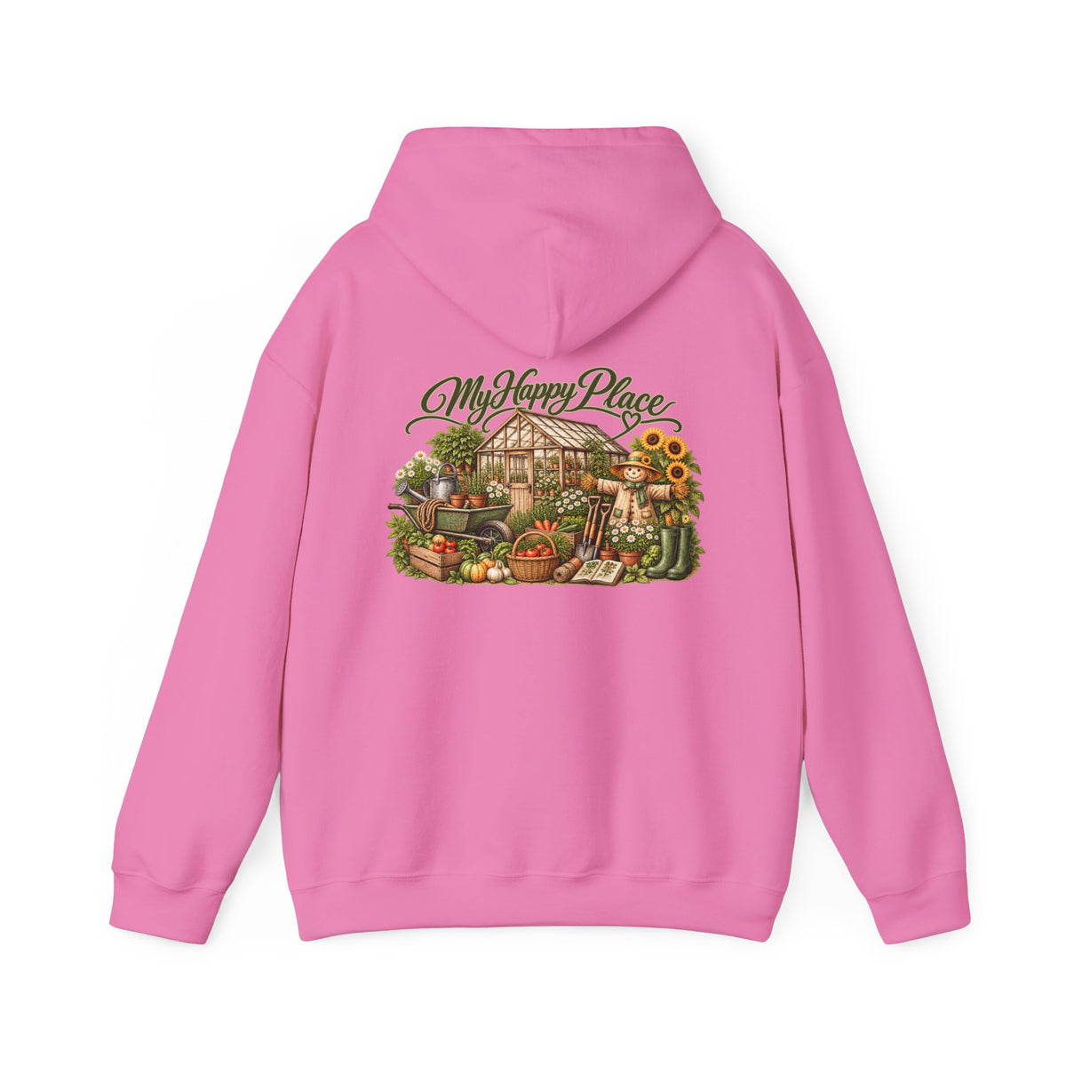 My Happy Place Greenhouse – Back Print Hoodie