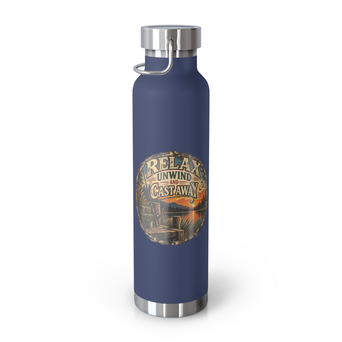 Relax, Unwind & Cast Away Insulated Flask – Vintage Fishing Flask